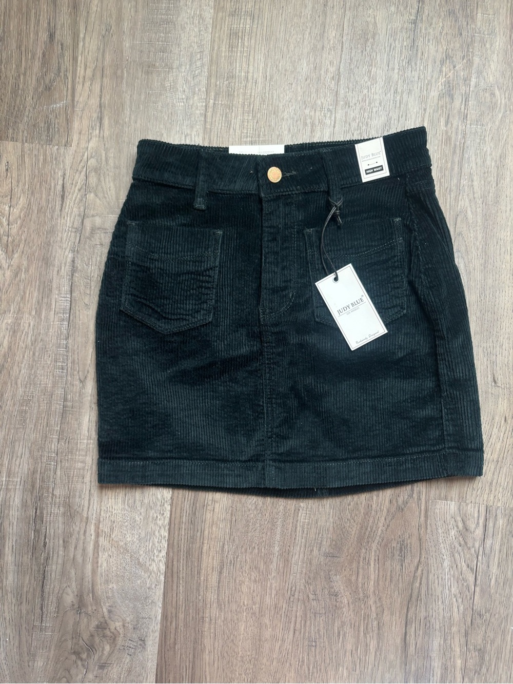 Judy Blue Black Corduroy Mini Skirt with Front Pockets